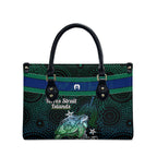 Torres Strait Islands Sea Turtle and Dhari Leather Bag Oceanic Indigenous Dotwork Tribal Illustration