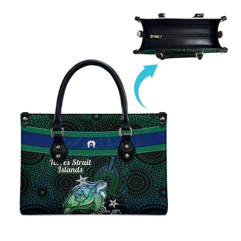Torres Strait Islands Sea Turtle and Dhari Leather Bag Oceanic Indigenous Dotwork Tribal Illustration