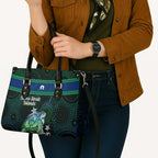 Torres Strait Islands Sea Turtle and Dhari Leather Bag Oceanic Indigenous Dotwork Tribal Illustration