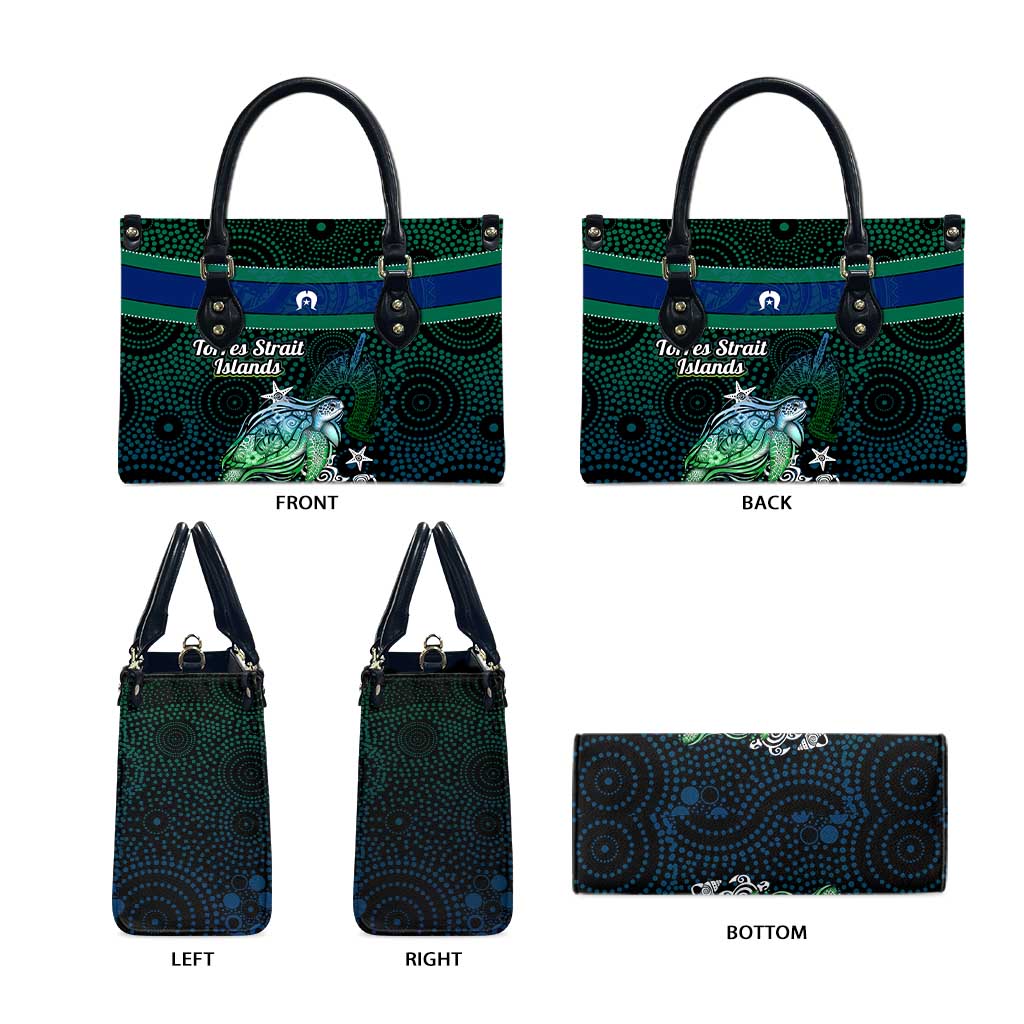 Torres Strait Islands Sea Turtle and Dhari Leather Bag Oceanic Indigenous Dotwork Tribal Illustration