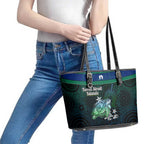 Torres Strait Islands Sea Turtle and Dhari Leather Tote Bag Oceanic Indigenous Dotwork Tribal Illustration