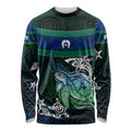 Torres Strait Islands Sea Turtle and Dhari Long Sleeve Shirt Oceanic Indigenous Dotwork Tribal Illustration