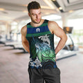 Torres Strait Islands Sea Turtle and Dhari Men Tank Top Oceanic Indigenous Dotwork Tribal Illustration