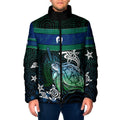 Torres Strait Islands Sea Turtle and Dhari Padded Jacket Oceanic Indigenous Dotwork Tribal Illustration