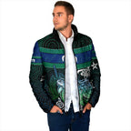 Torres Strait Islands Sea Turtle and Dhari Padded Jacket Oceanic Indigenous Dotwork Tribal Illustration