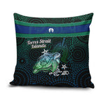 Torres Strait Islands Sea Turtle and Dhari Pillow Cover Oceanic Indigenous Dotwork Tribal Illustration