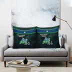 Torres Strait Islands Sea Turtle and Dhari Pillow Cover Oceanic Indigenous Dotwork Tribal Illustration