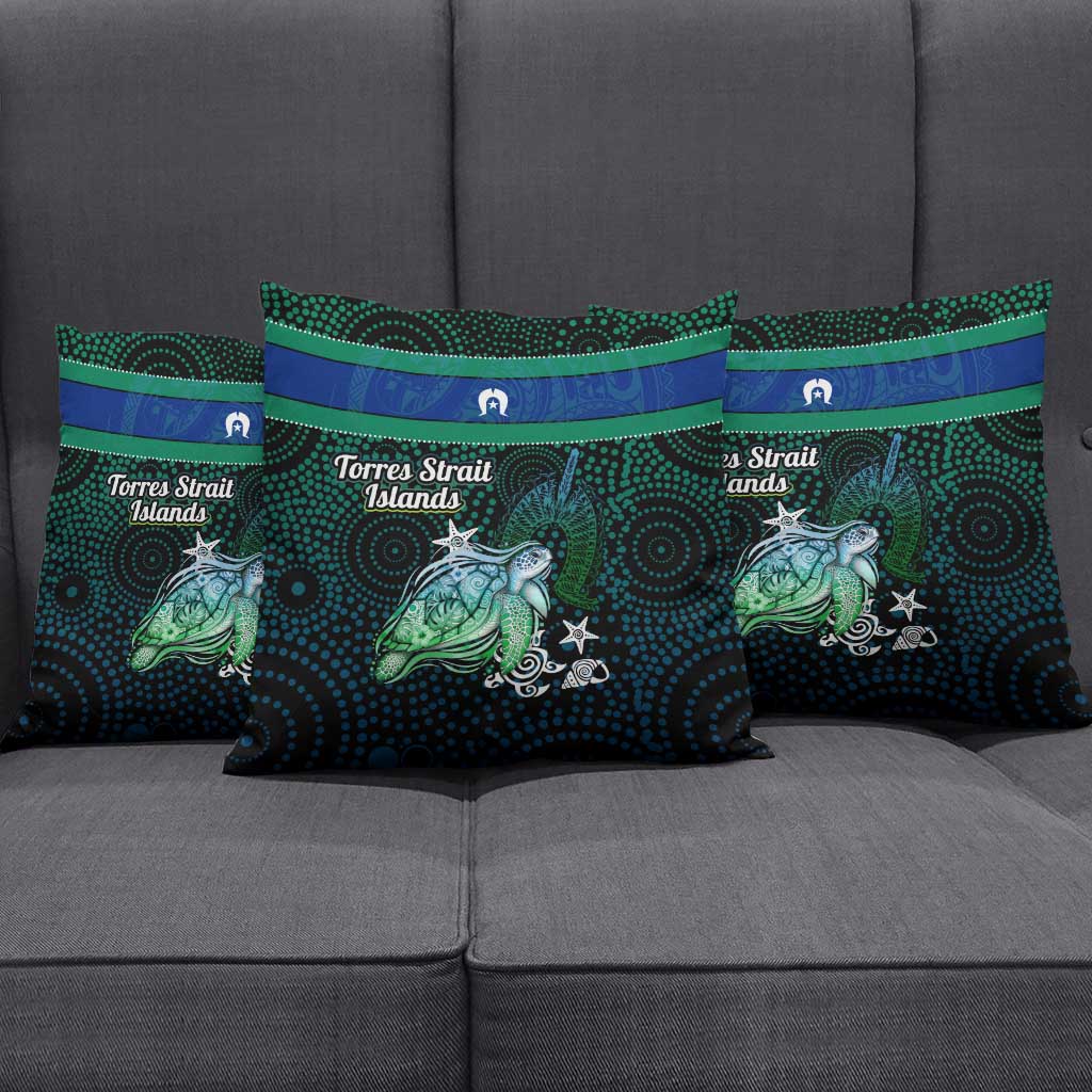 Torres Strait Islands Sea Turtle and Dhari Pillow Cover Oceanic Indigenous Dotwork Tribal Illustration