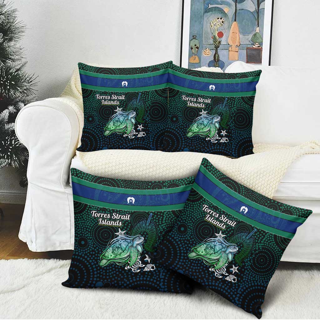 Torres Strait Islands Sea Turtle and Dhari Pillow Cover Oceanic Indigenous Dotwork Tribal Illustration