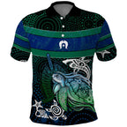 Torres Strait Islands Sea Turtle and Dhari Polo Shirt Oceanic Indigenous Dotwork Tribal Illustration