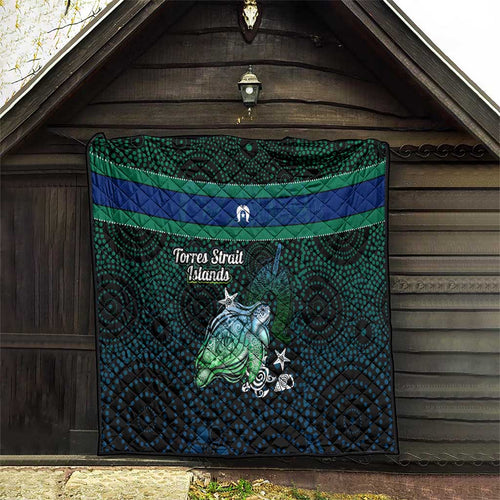 Torres Strait Islands Sea Turtle and Dhari Quilt Oceanic Indigenous Dotwork Tribal Illustration