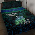 Torres Strait Islands Sea Turtle and Dhari Quilt Bed Set Oceanic Indigenous Dotwork Tribal Illustration