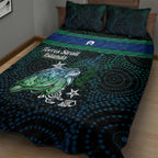 Torres Strait Islands Sea Turtle and Dhari Quilt Bed Set Oceanic Indigenous Dotwork Tribal Illustration