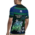 Torres Strait Islands Sea Turtle and Dhari Rugby Jersey Oceanic Indigenous Dotwork Tribal Illustration