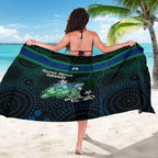 Torres Strait Islands Sea Turtle and Dhari Sarong Oceanic Indigenous Dotwork Tribal Illustration