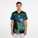 Torres Strait Islands Sea Turtle and Dhari Scrub Top Oceanic Indigenous Dotwork Tribal Illustration