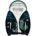 Torres Strait Islands Sea Turtle and Dhari Sherpa Hoodie Oceanic Indigenous Dotwork Tribal Illustration