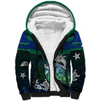 Torres Strait Islands Sea Turtle and Dhari Sherpa Hoodie Oceanic Indigenous Dotwork Tribal Illustration