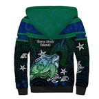 Torres Strait Islands Sea Turtle and Dhari Sherpa Hoodie Oceanic Indigenous Dotwork Tribal Illustration