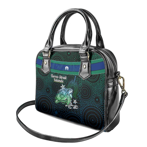 Torres Strait Islands Sea Turtle and Dhari Shoulder Handbag Oceanic Indigenous Dotwork Tribal Illustration