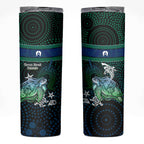 Torres Strait Islands Sea Turtle and Dhari Skinny Tumbler Oceanic Indigenous Dotwork Tribal Illustration