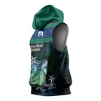 Torres Strait Islands Sea Turtle and Dhari Sleeveless Hoodie Oceanic Indigenous Dotwork Tribal Illustration