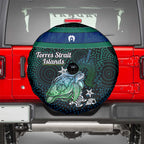 Torres Strait Islands Sea Turtle and Dhari Spare Tire Cover Oceanic Indigenous Dotwork Tribal Illustration