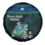 Torres Strait Islands Sea Turtle and Dhari Spare Tire Cover Oceanic Indigenous Dotwork Tribal Illustration