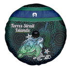 Torres Strait Islands Sea Turtle and Dhari Spare Tire Cover Oceanic Indigenous Dotwork Tribal Illustration