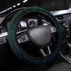 Torres Strait Islands Sea Turtle and Dhari Steering Wheel Cover Oceanic Indigenous Dotwork Tribal Illustration