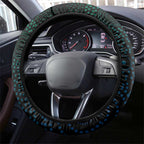 Torres Strait Islands Sea Turtle and Dhari Steering Wheel Cover Oceanic Indigenous Dotwork Tribal Illustration