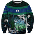 Torres Strait Islands Sea Turtle and Dhari Sweatshirt Oceanic Indigenous Dotwork Tribal Illustration