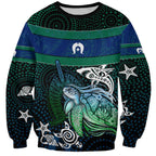Torres Strait Islands Sea Turtle and Dhari Sweatshirt Oceanic Indigenous Dotwork Tribal Illustration