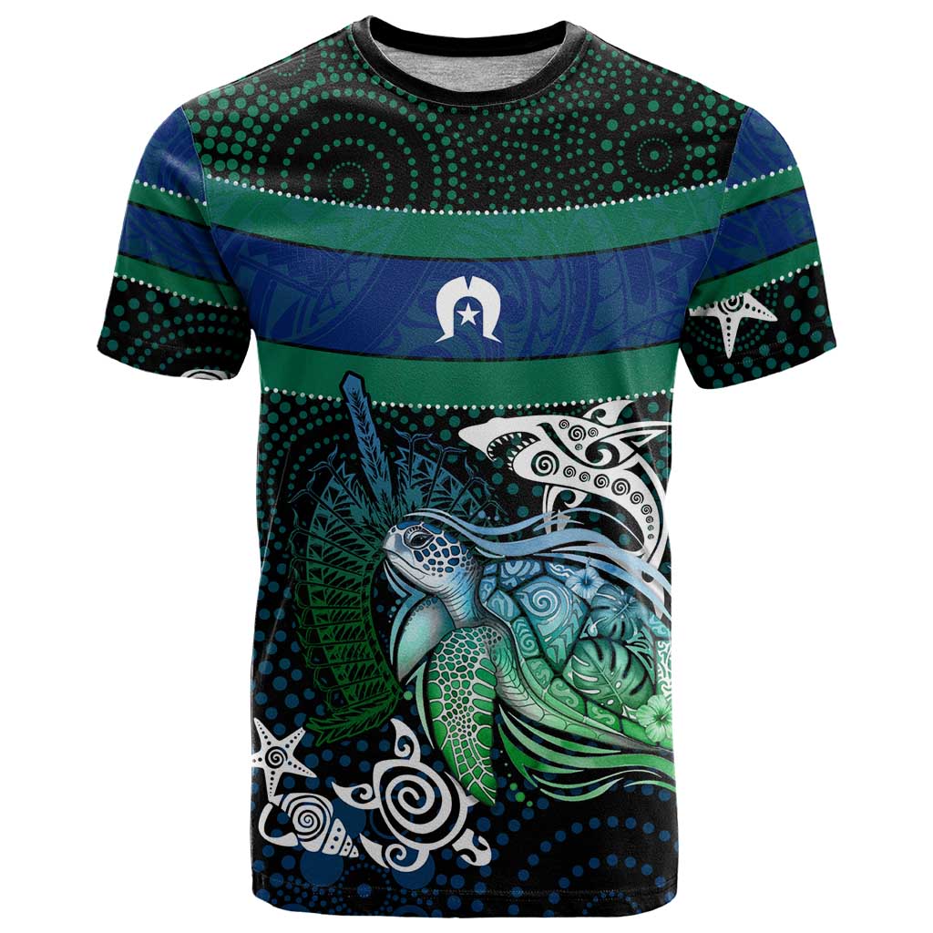 Torres Strait Islands Sea Turtle and Dhari T Shirt Oceanic Indigenous Dotwork Tribal Illustration