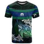 Torres Strait Islands Sea Turtle and Dhari T Shirt Oceanic Indigenous Dotwork Tribal Illustration