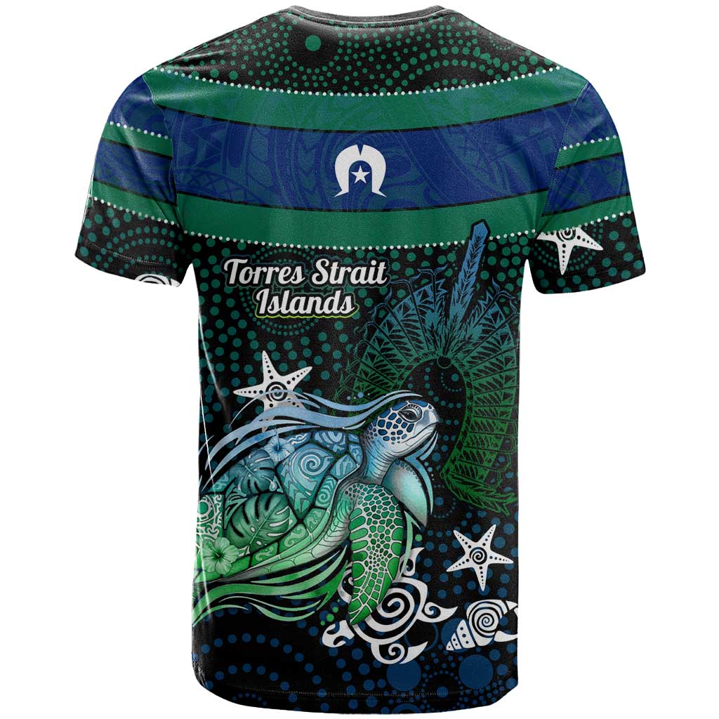 Torres Strait Islands Sea Turtle and Dhari T Shirt Oceanic Indigenous Dotwork Tribal Illustration