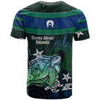 Torres Strait Islands Sea Turtle and Dhari T Shirt Oceanic Indigenous Dotwork Tribal Illustration