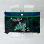 Torres Strait Islands Sea Turtle and Dhari Tablecloth Oceanic Indigenous Dotwork Tribal Illustration