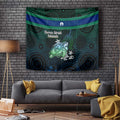 Torres Strait Islands Sea Turtle and Dhari Tapestry Oceanic Indigenous Dotwork Tribal Illustration