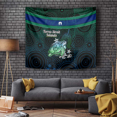 Torres Strait Islands Sea Turtle and Dhari Tapestry Oceanic Indigenous Dotwork Tribal Illustration