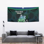 Torres Strait Islands Sea Turtle and Dhari Tapestry Oceanic Indigenous Dotwork Tribal Illustration