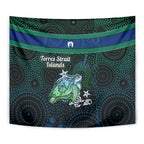 Torres Strait Islands Sea Turtle and Dhari Tapestry Oceanic Indigenous Dotwork Tribal Illustration