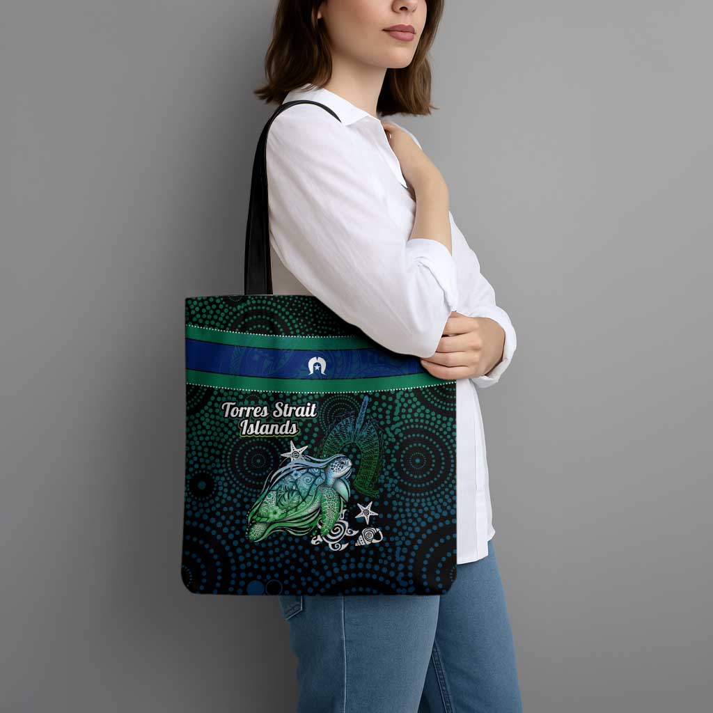 Torres Strait Islands Sea Turtle and Dhari Tote Bag Oceanic Indigenous Dotwork Tribal Illustration