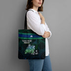 Torres Strait Islands Sea Turtle and Dhari Tote Bag Oceanic Indigenous Dotwork Tribal Illustration