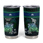 Torres Strait Islands Sea Turtle and Dhari Tumbler Cup Oceanic Indigenous Dotwork Tribal Illustration