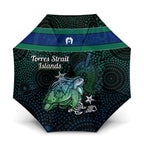Torres Strait Islands Sea Turtle and Dhari Umbrella Oceanic Indigenous Dotwork Tribal Illustration