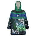 Torres Strait Islands Sea Turtle and Dhari Wearable Blanket Hoodie Oceanic Indigenous Dotwork Tribal Illustration
