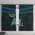 Torres Strait Islands Sea Turtle and Dhari Window Curtain Oceanic Indigenous Dotwork Tribal Illustration