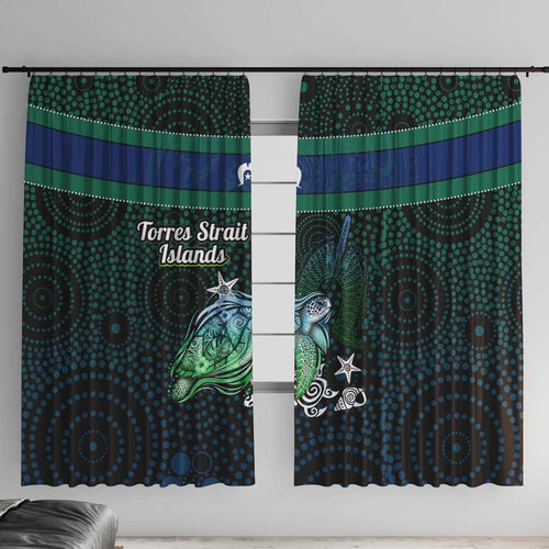 Torres Strait Islands Sea Turtle and Dhari Window Curtain Oceanic Indigenous Dotwork Tribal Illustration