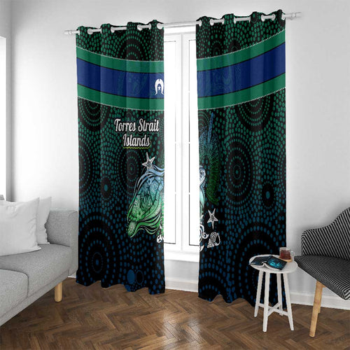 Torres Strait Islands Sea Turtle and Dhari Window Curtain Oceanic Indigenous Dotwork Tribal Illustration